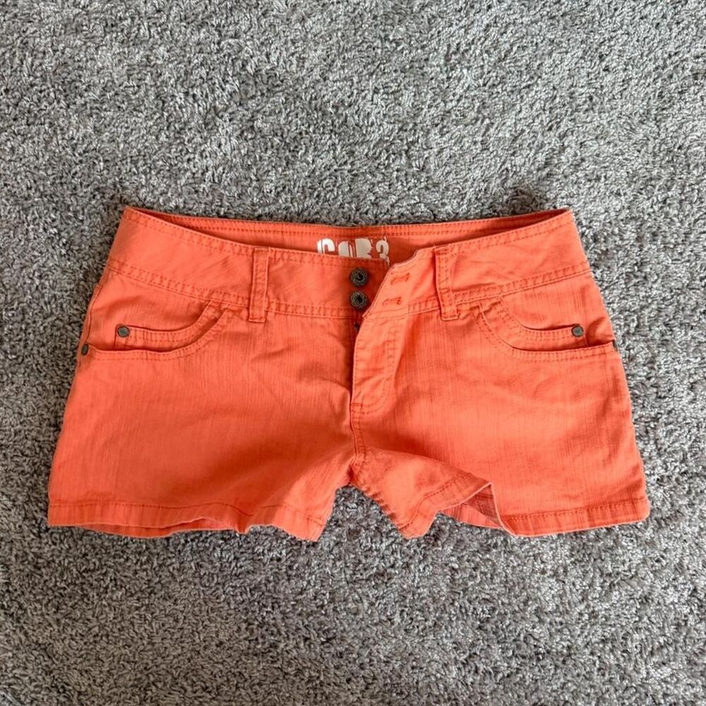 COR3 Orange Cargo Mini Low Rise Shorts